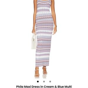 Tularosa Phila Maxi Dress in Cream and Blue
